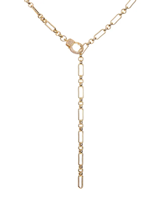 Pave Clasp Lariat- Gold made by Luv Aj