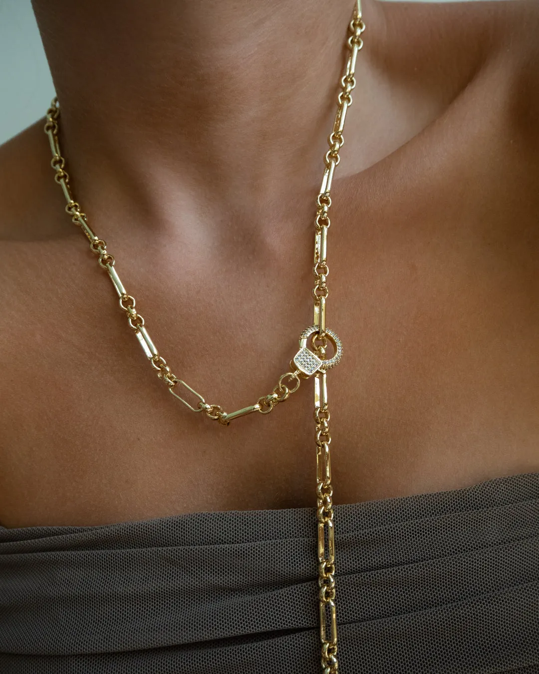 Pave Clasp Lariat- Gold sold by Luv Aj product image thumbnail 2