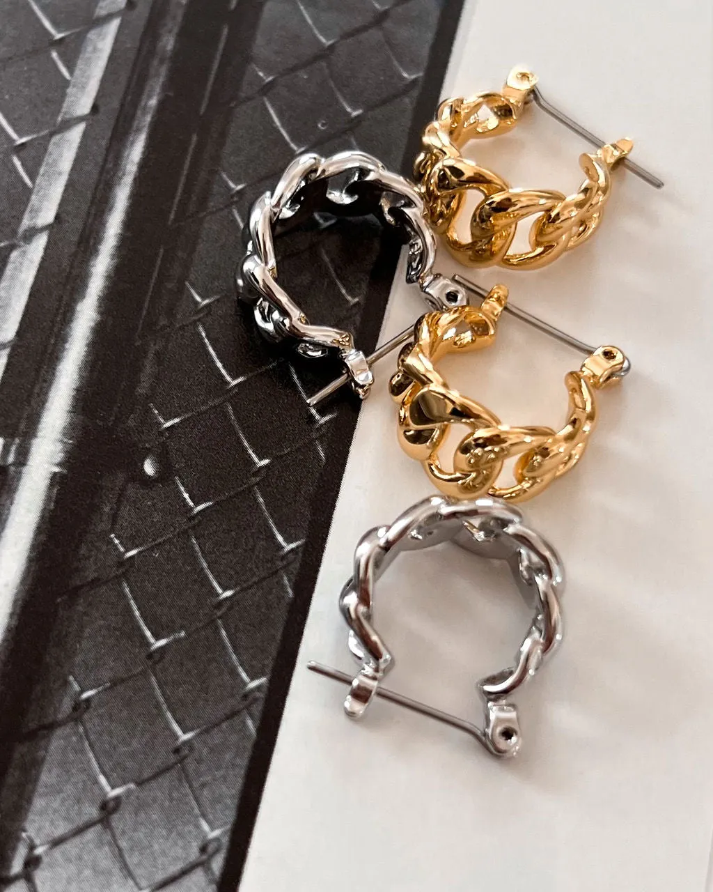 The Mini Louis Chain Hoops- Gold sold by Luv Aj product image thumbnail 3