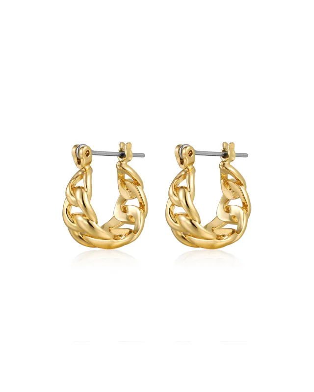 The Mini Louis Chain Hoops- Gold sold by Luv Aj