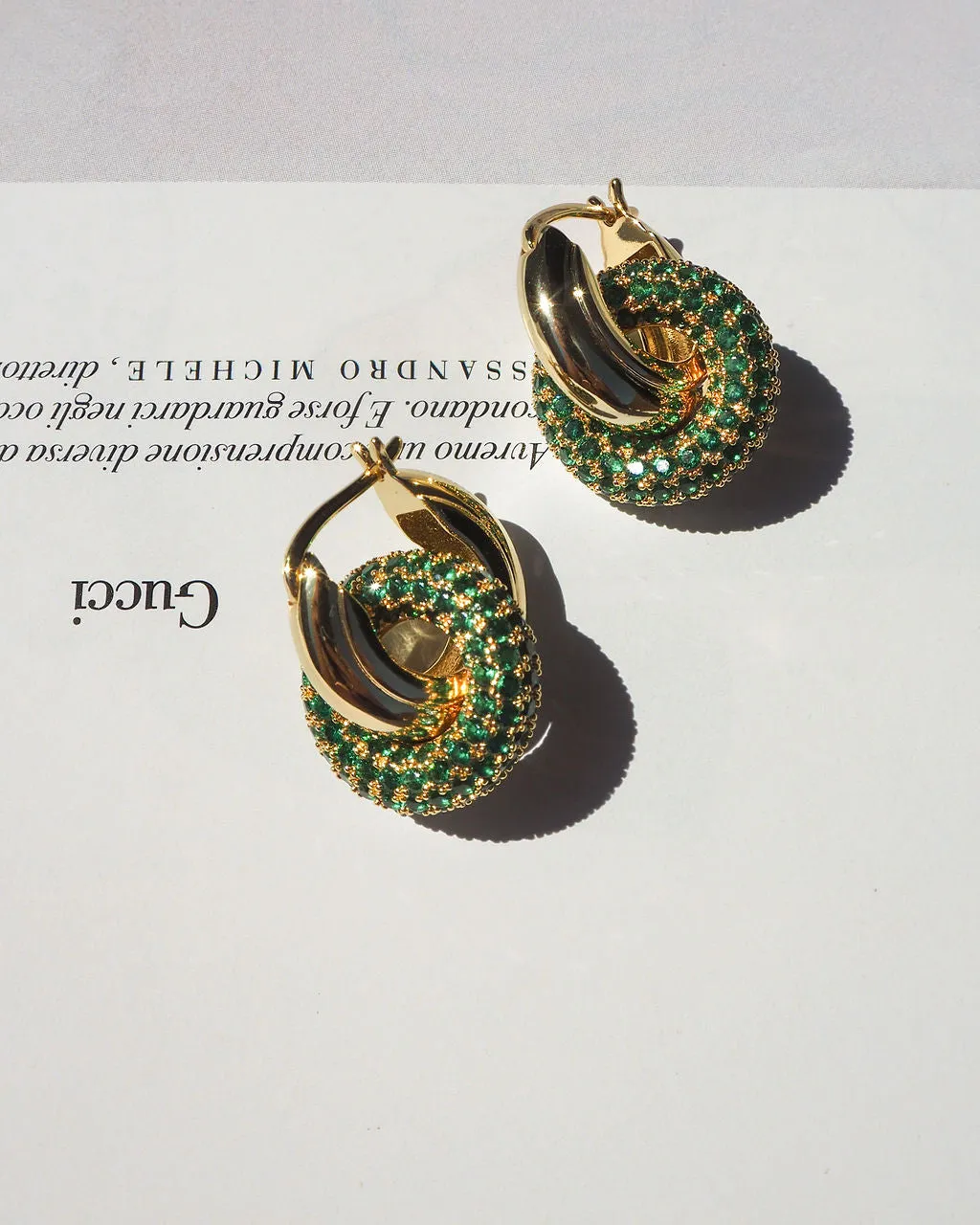 Pave Interlock Hoops- Emerald Green- Gold sold by Luv Aj product image thumbnail 3