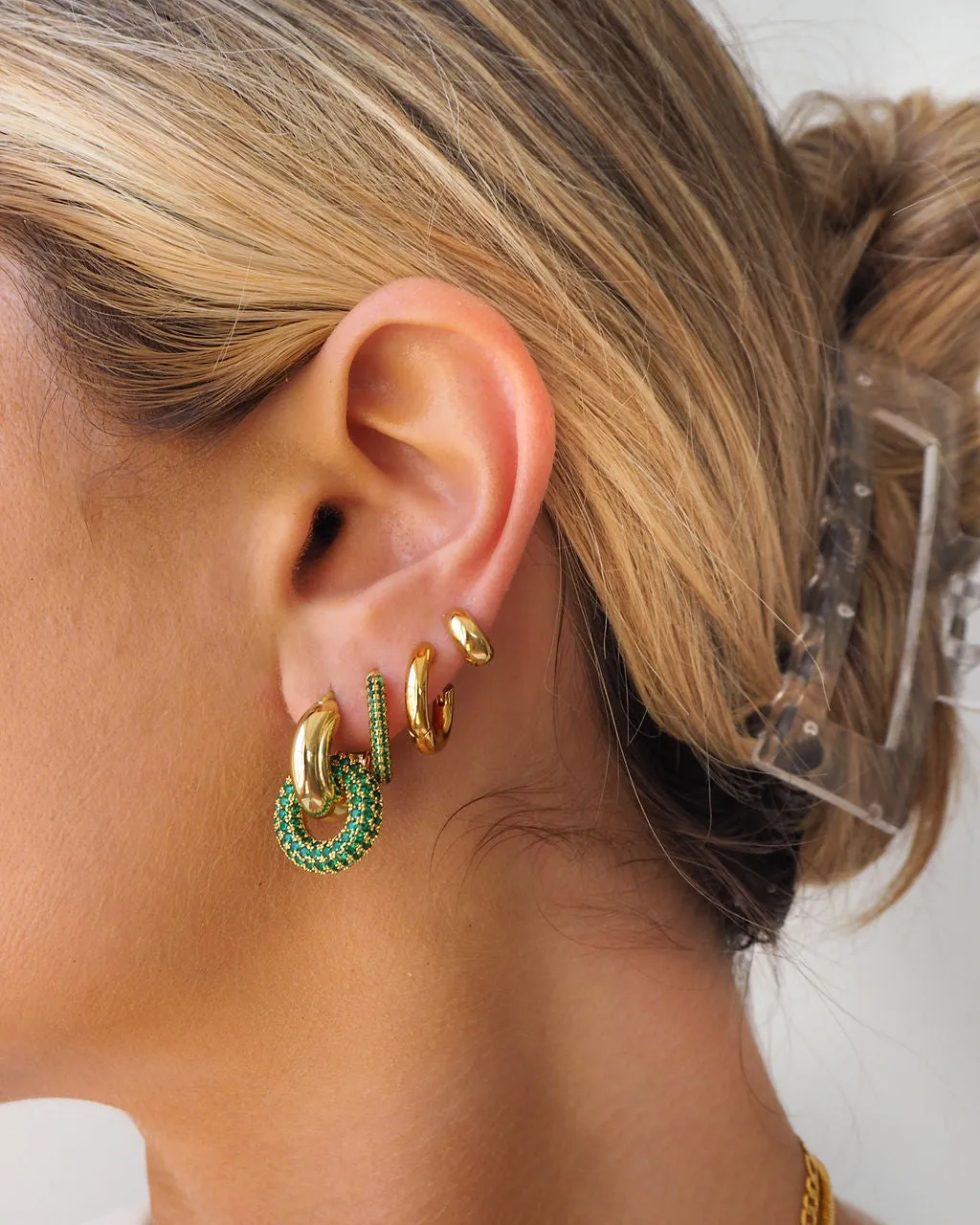 Pave Interlock Hoops- Emerald Green- Gold sold by Luv Aj product image thumbnail 2