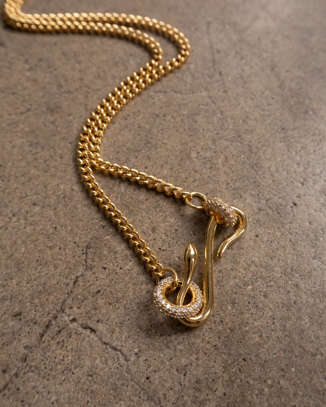 Pave Hook Charm Necklace- Gold sold by Luv Aj product image thumbnail 3