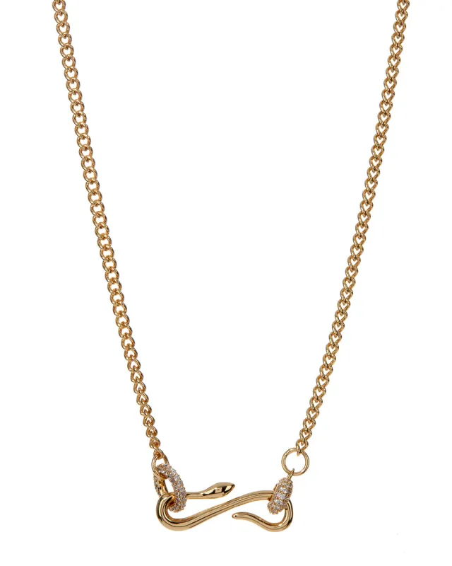 Pave Hook Charm Necklace- Gold made by Luv Aj