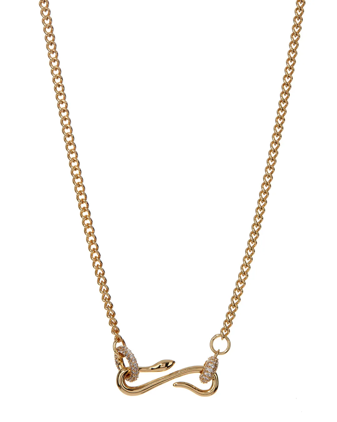 Pave Hook Charm Necklace- Gold sold by Luv Aj
