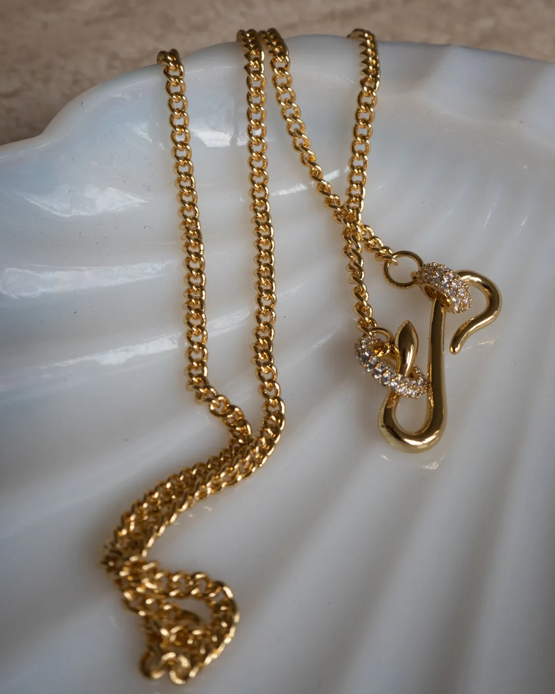Pave Hook Charm Necklace- Gold sold by Luv Aj product image thumbnail 5