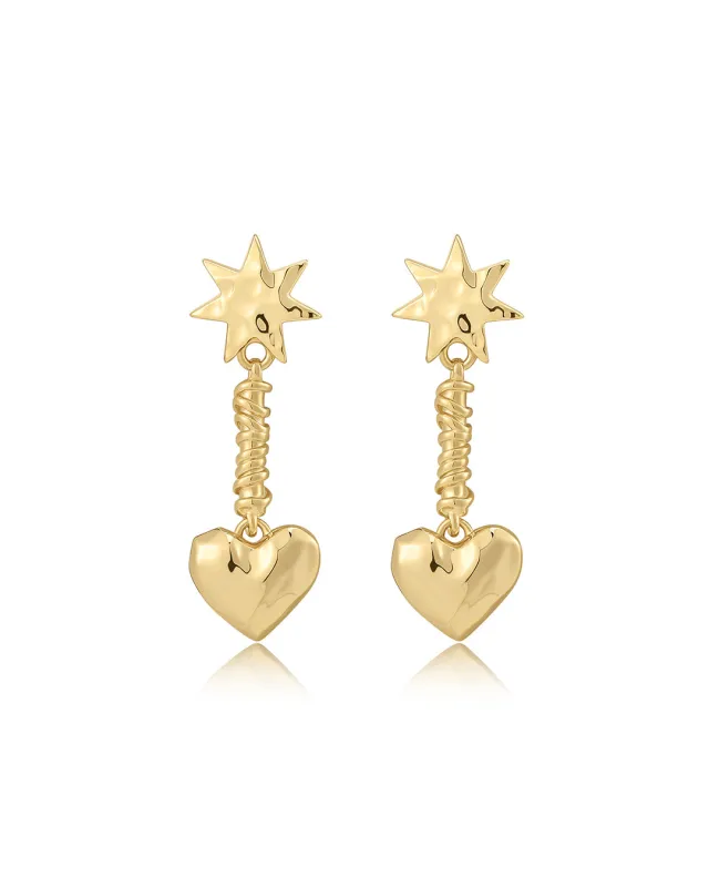 The Molten Heart Drop Studs sold by Luv Aj