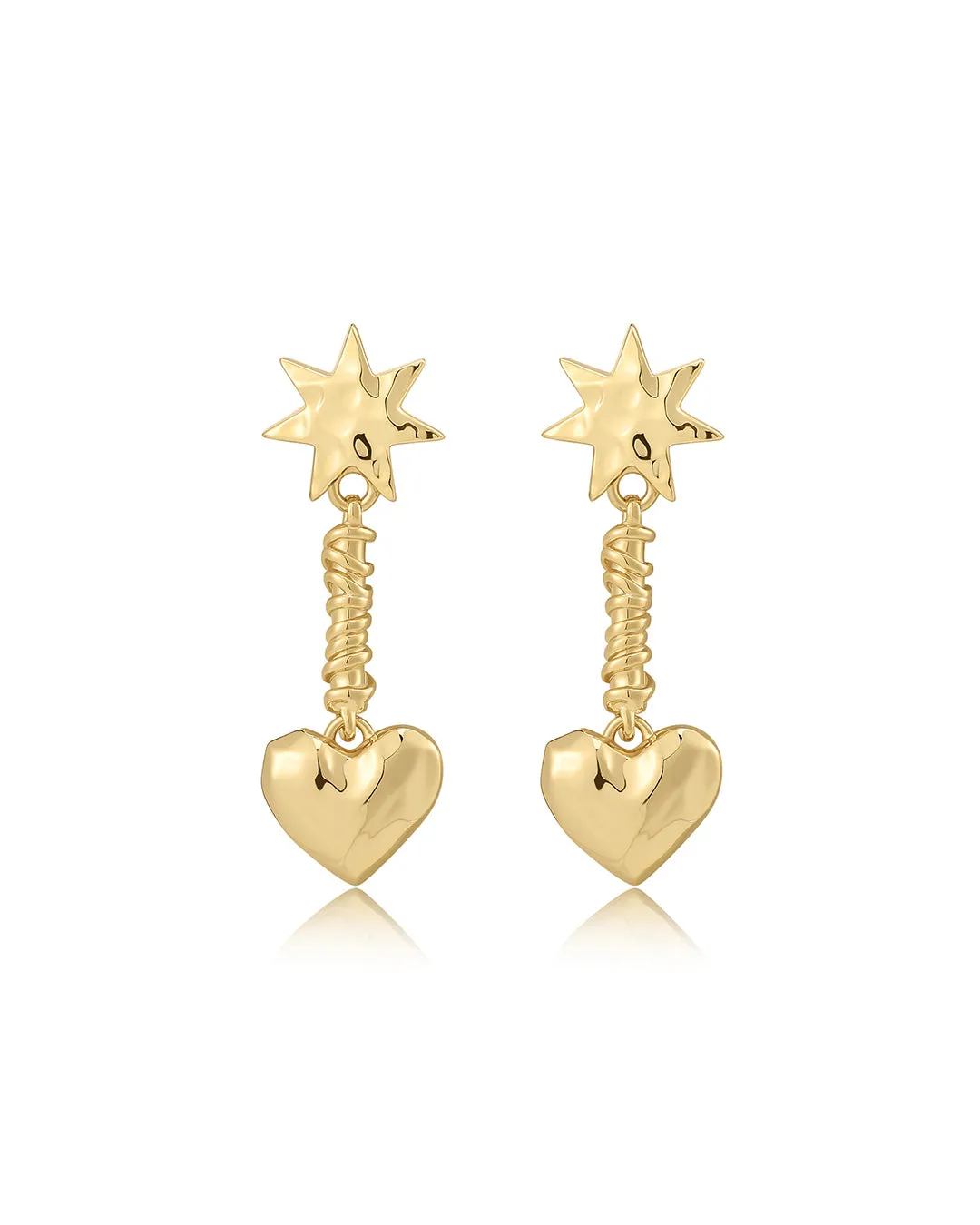 The Molten Heart Drop Studs sold by Luv Aj