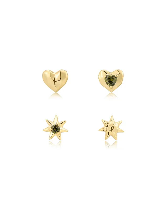 The Molten Heart Studs Set sold by Luv Aj