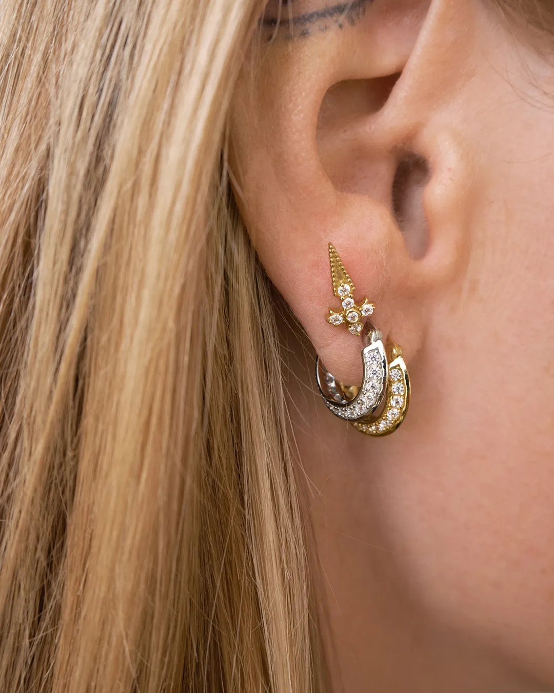 The Bevel Pave Edge Huggies sold by Luv Aj product image thumbnail 4