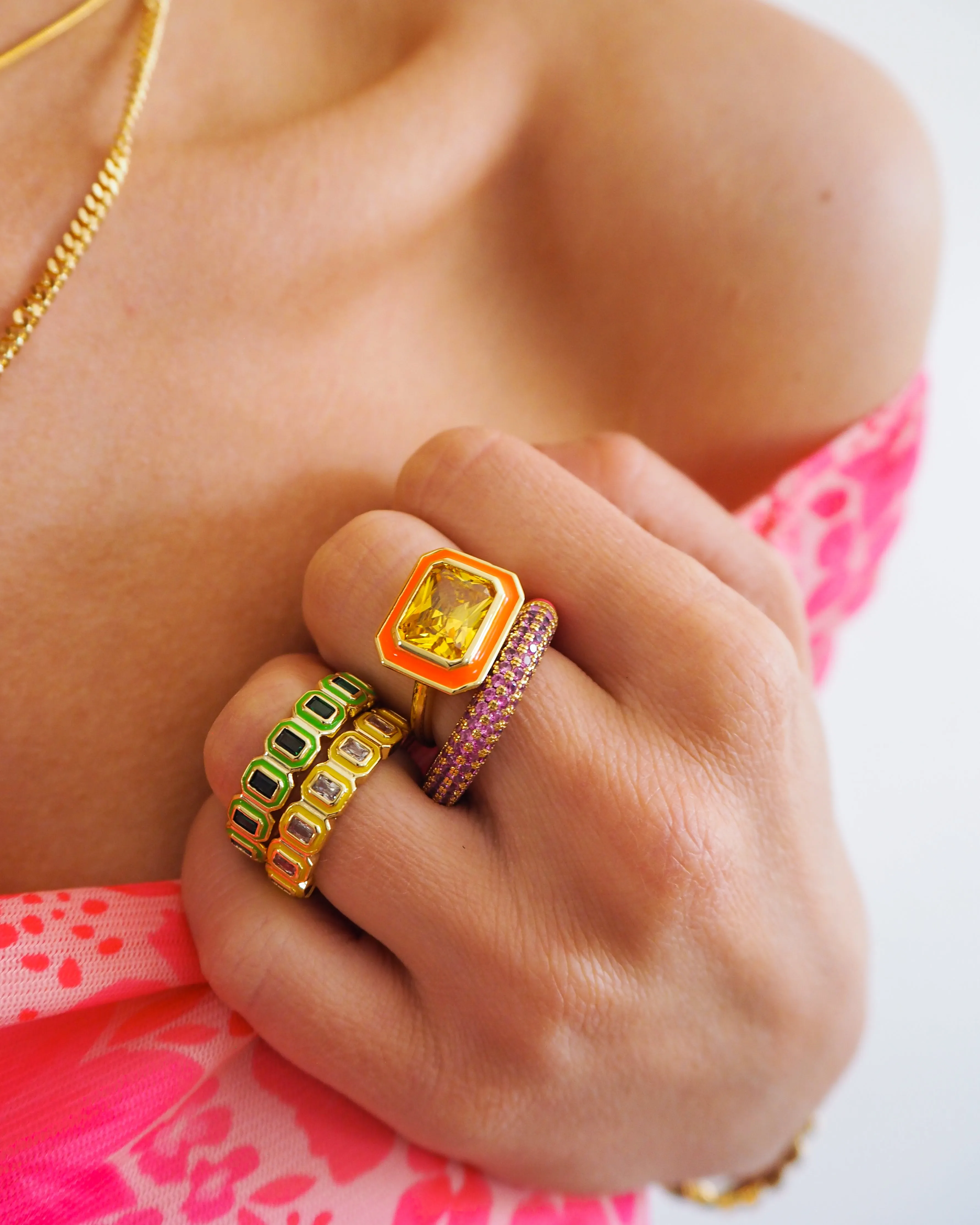 Bezel Ballier Ring- Bright Green- Gold sold by Luv Aj product image thumbnail 2