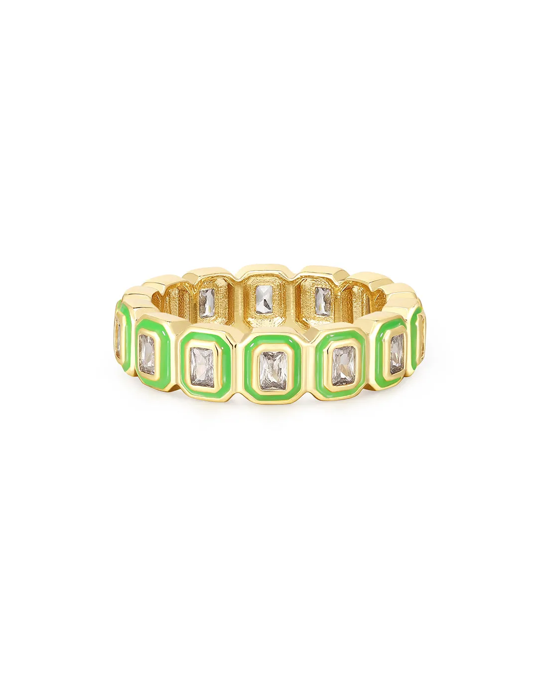 Bezel Ballier Ring- Bright Green- Gold sold by Luv Aj