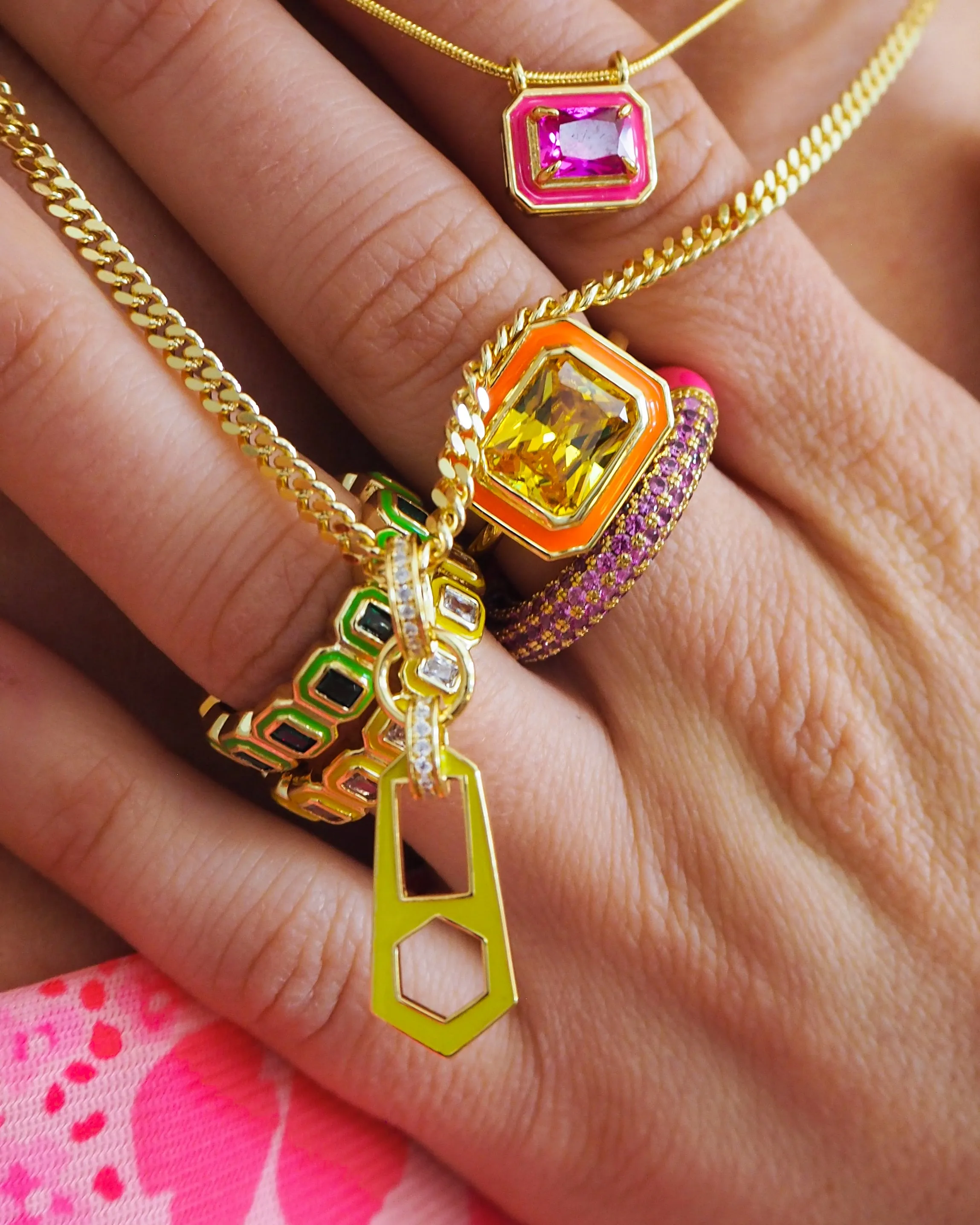 Bezel Ballier Ring- Bright Green- Gold sold by Luv Aj product image thumbnail 5