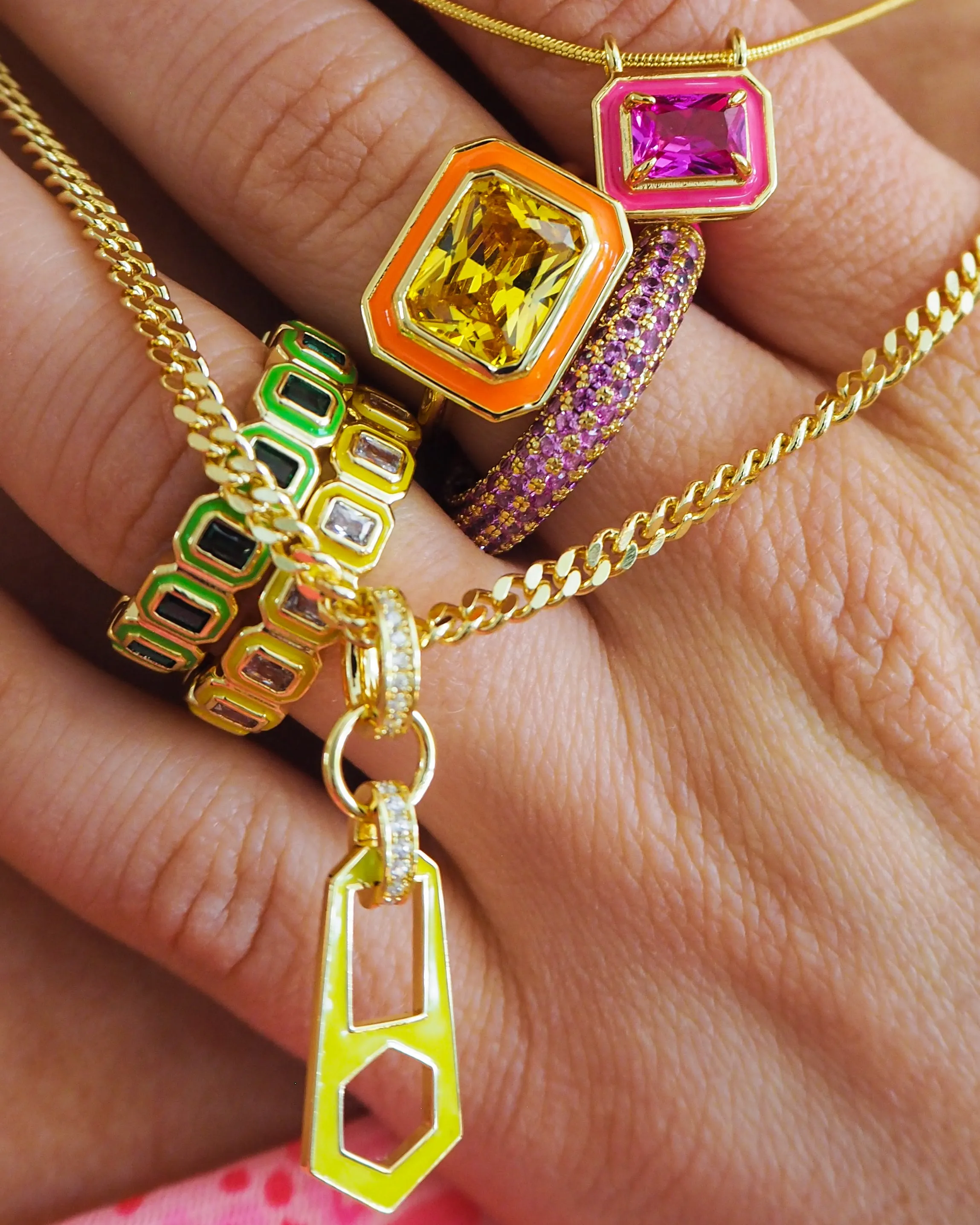 Bezel Ballier Ring- Bright Green- Gold sold by Luv Aj product image thumbnail 3