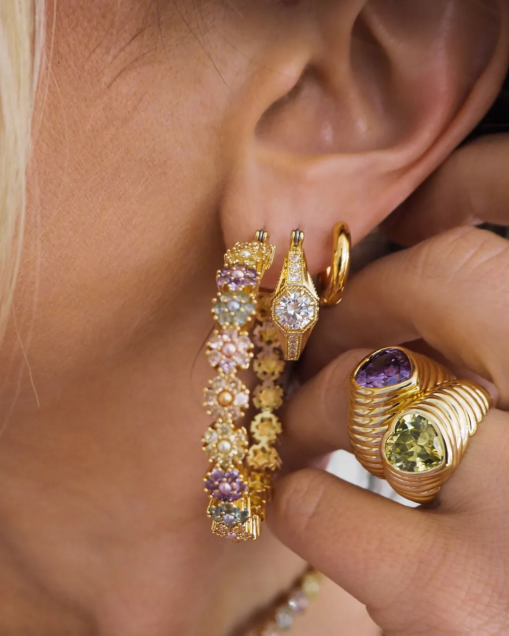 Daisy Studs Hoops- Silver sold by Luv Aj product image thumbnail 4