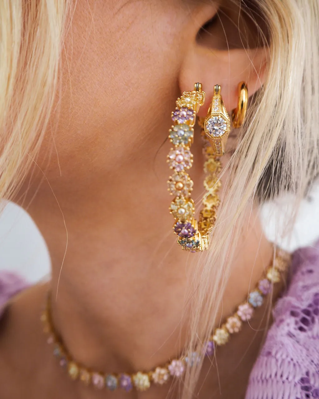 Daisy Studs Hoops- Silver sold by Luv Aj product image thumbnail 2