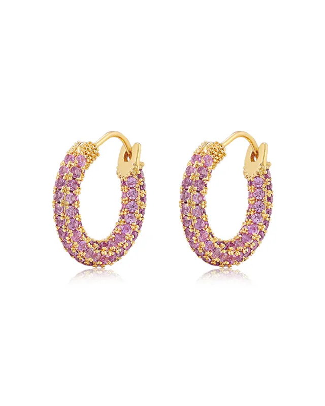 Pave Amalfi Huggies- Pink-Gold sold by Luv Aj