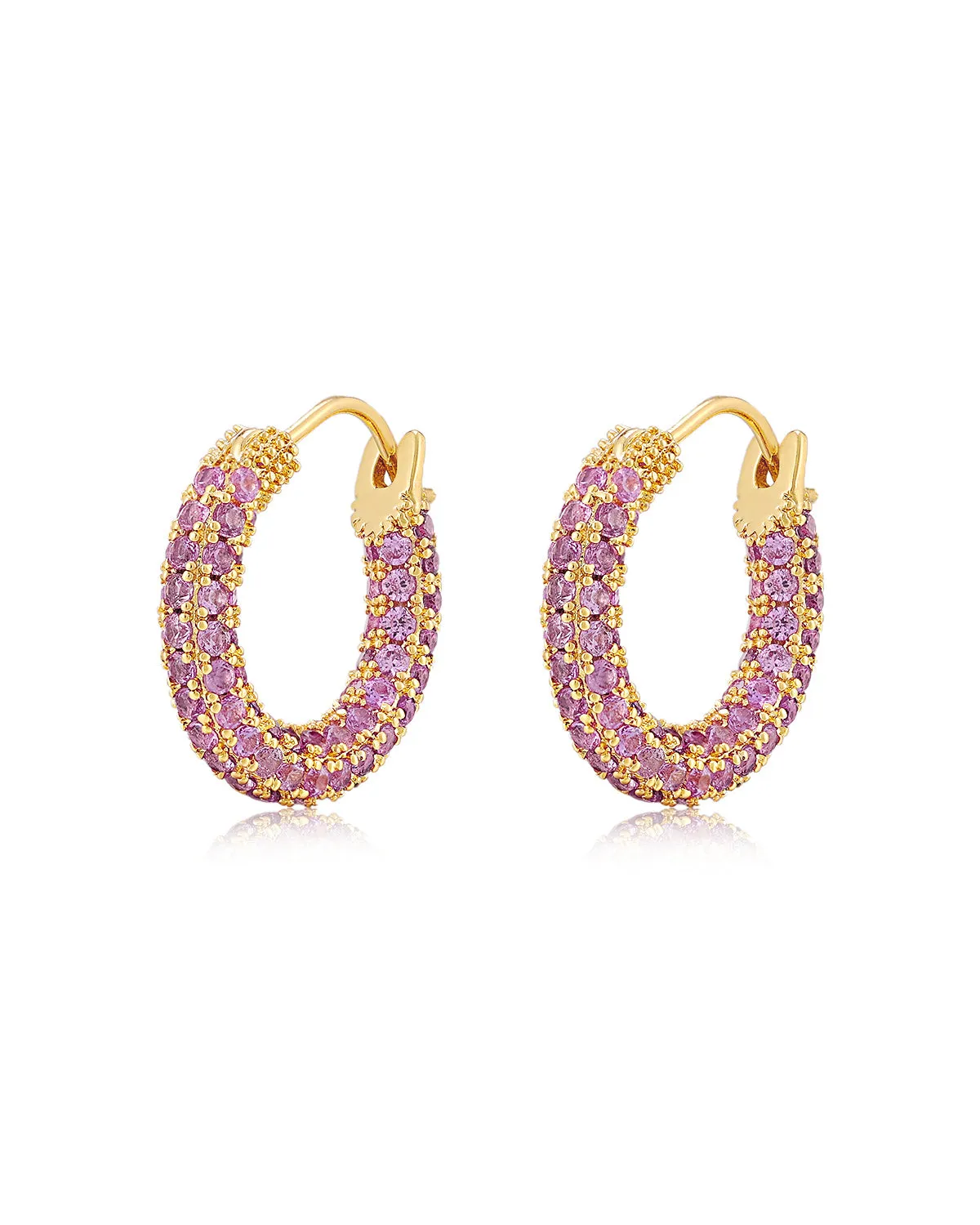 Pave Amalfi Huggies- Pink-Gold sold by Luv Aj