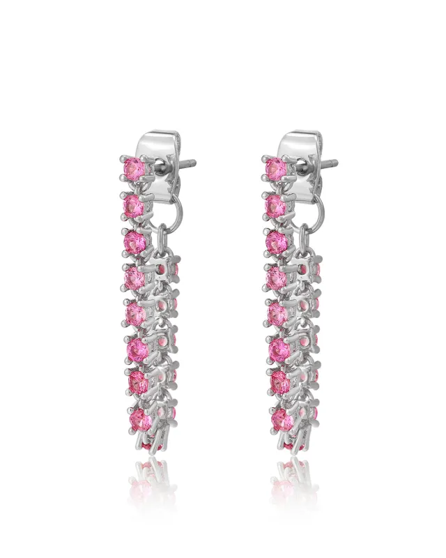 Ballier Chain Studs- Pink- Silver sold by Luv Aj