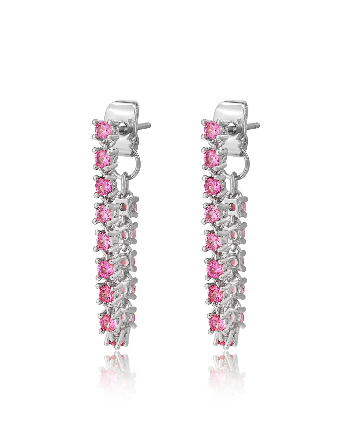 Ballier Chain Studs- Pink- Silver sold by Luv Aj