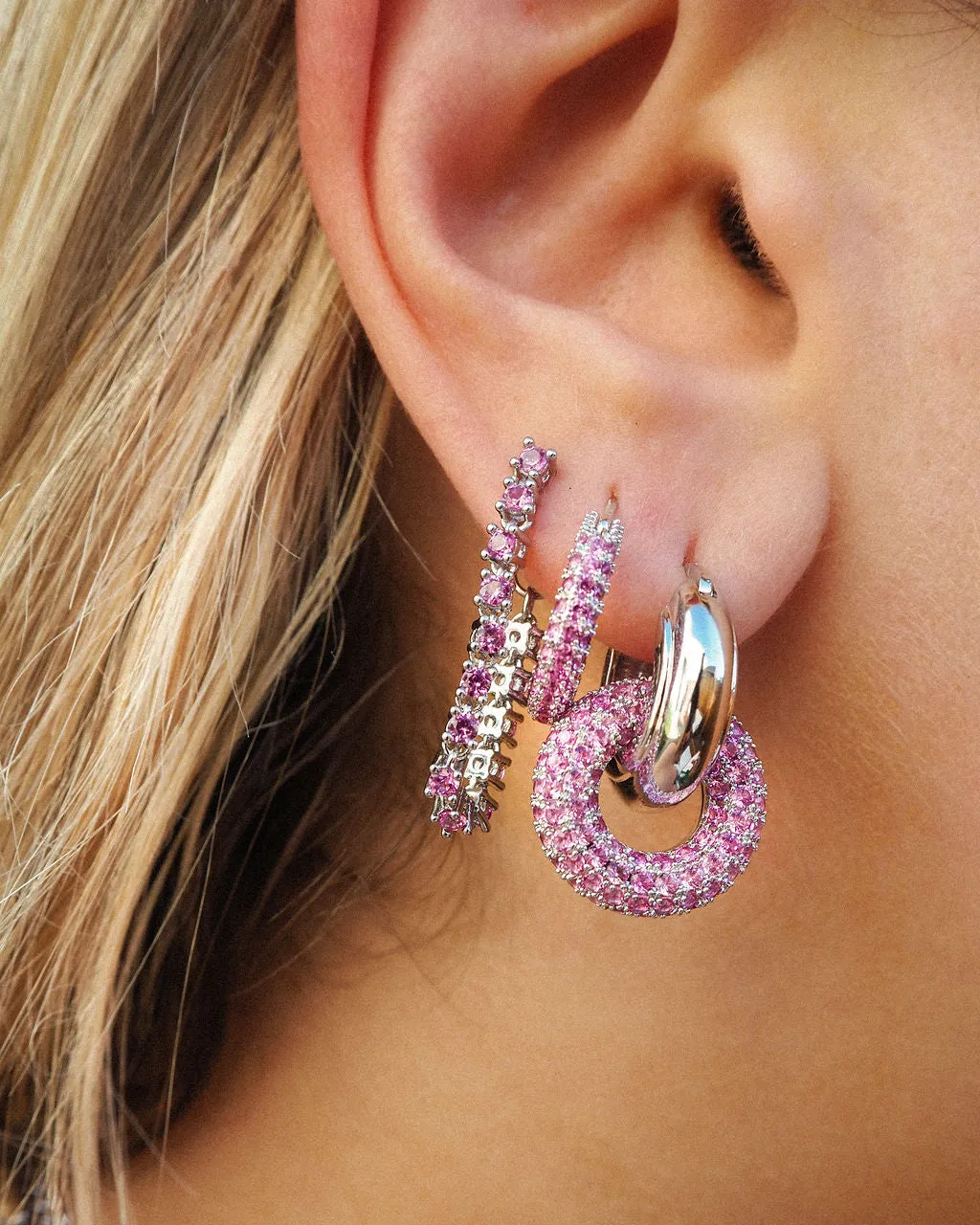 Ballier Chain Studs- Pink- Silver sold by Luv Aj product image thumbnail 2