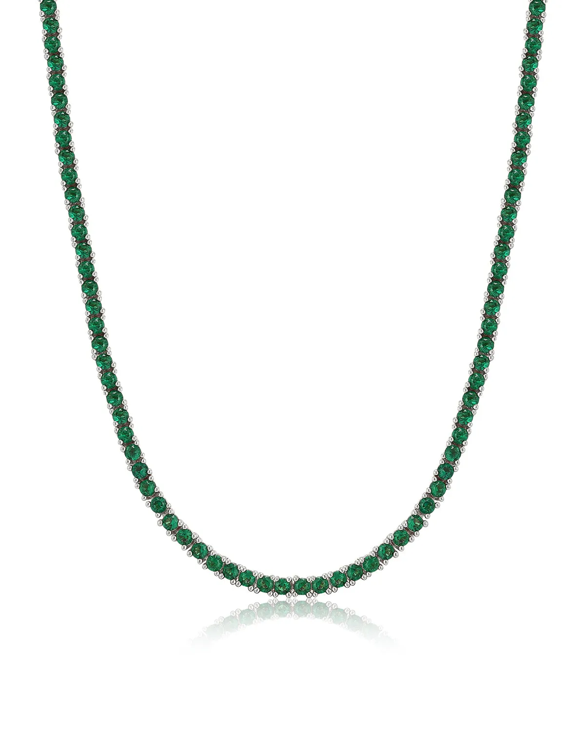Mini Ballier Necklace- Emerald Green- Silver sold by Luv Aj