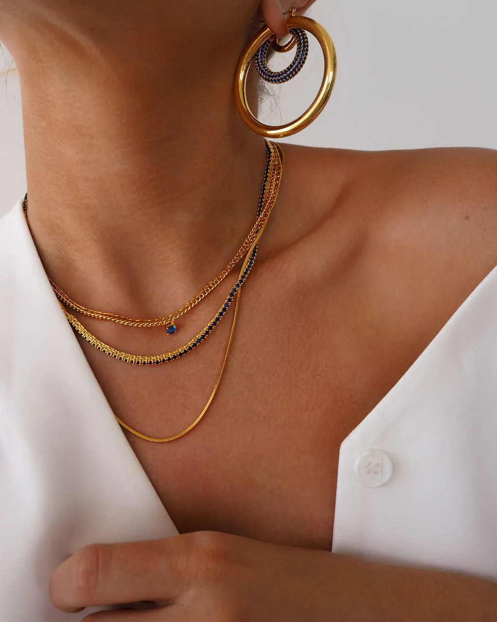 Mini Ballier Necklace- Blue Sapphire- Silver sold by Luv Aj product image thumbnail 4