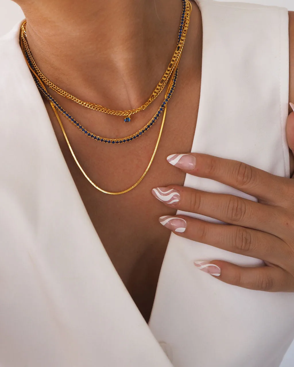 Mini Ballier Necklace- Blue Sapphire- Silver sold by Luv Aj product image thumbnail 2