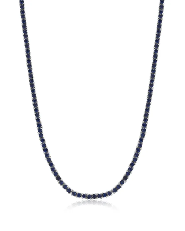 Mini Ballier Necklace- Blue Sapphire- Silver made by Luv Aj