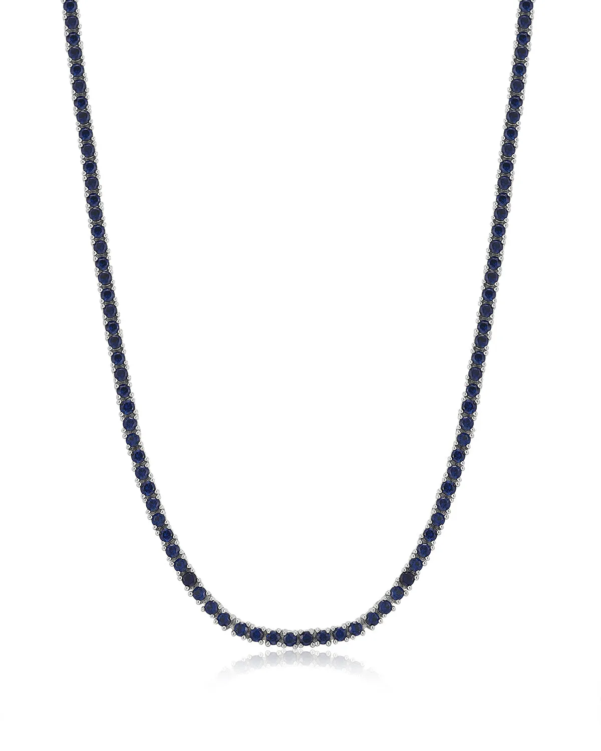 Mini Ballier Necklace- Blue Sapphire- Silver sold by Luv Aj
