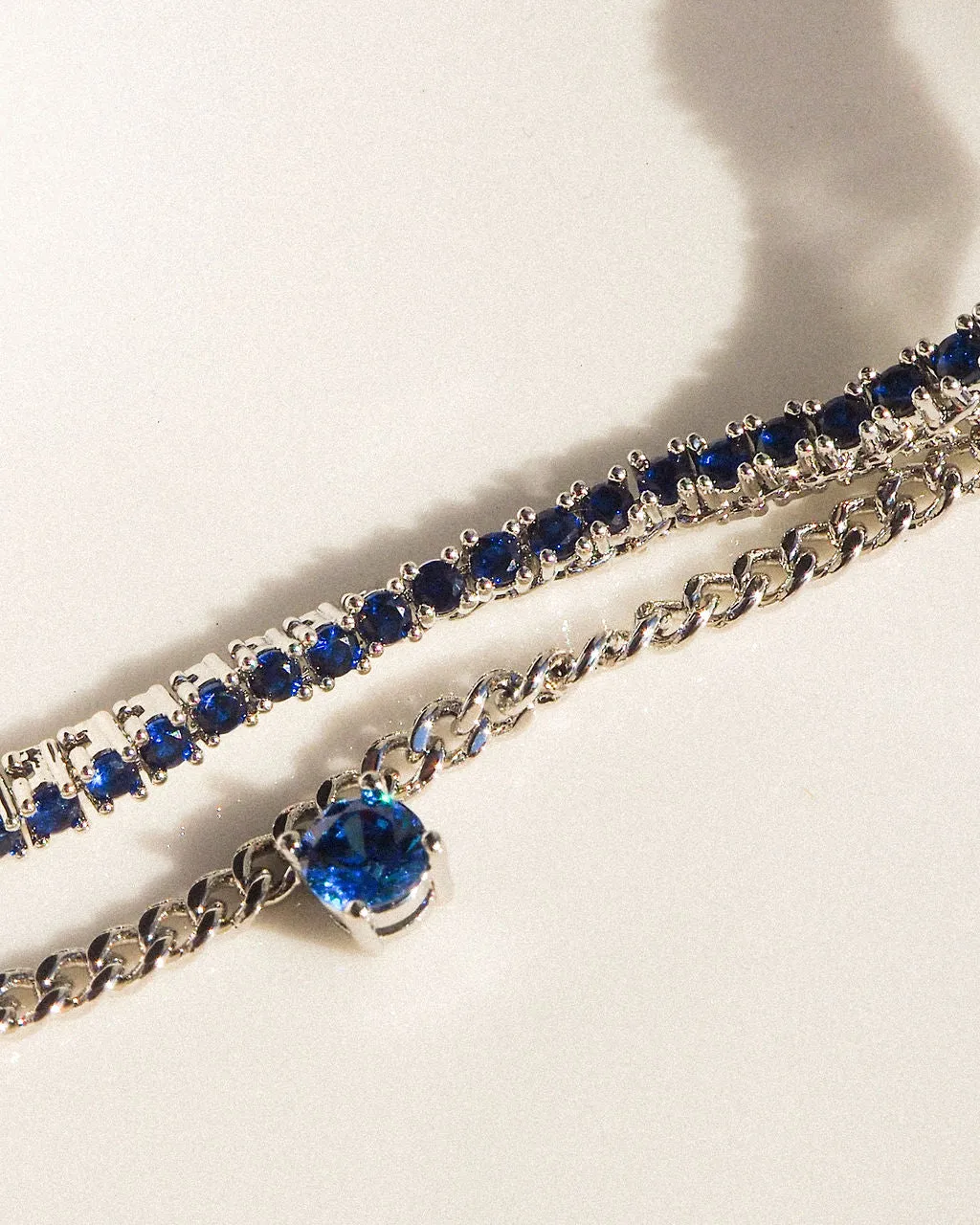 Mini Ballier Necklace- Blue Sapphire- Silver sold by Luv Aj product image thumbnail 3