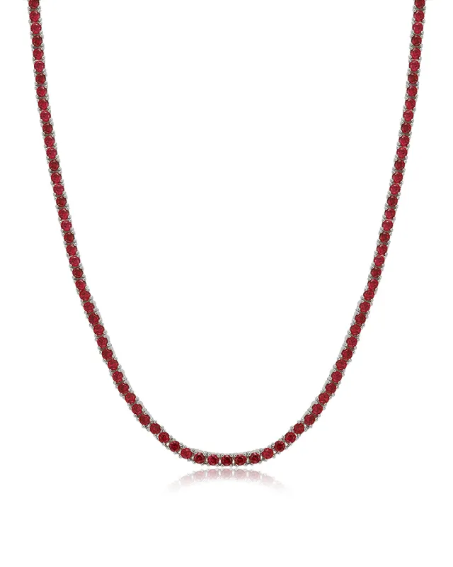 Mini Ballier Necklace- Ruby Red- Silver made by Luv Aj