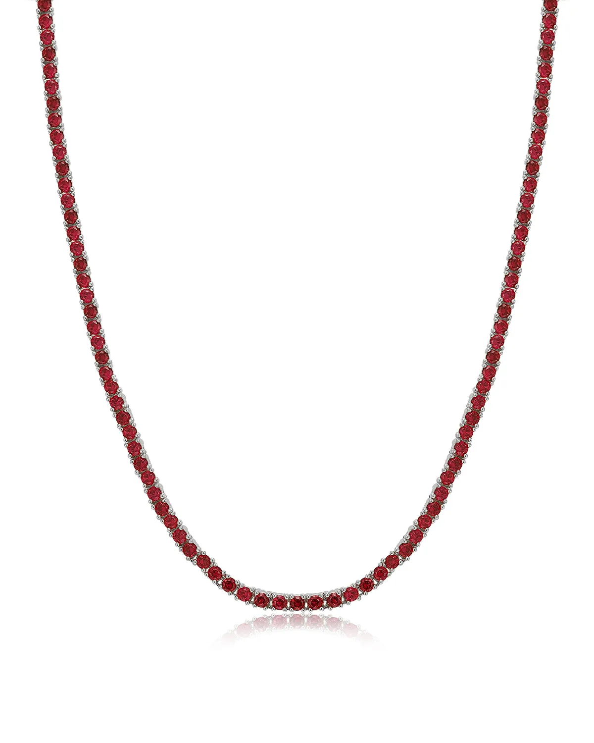 Mini Ballier Necklace- Ruby Red- Silver sold by Luv Aj