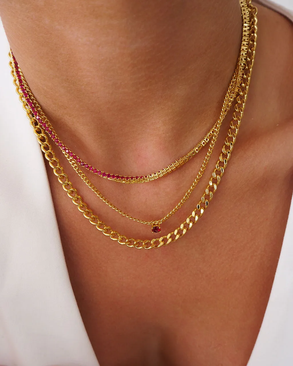 Mini Ballier Necklace- Ruby Red- Silver sold by Luv Aj product image thumbnail 2