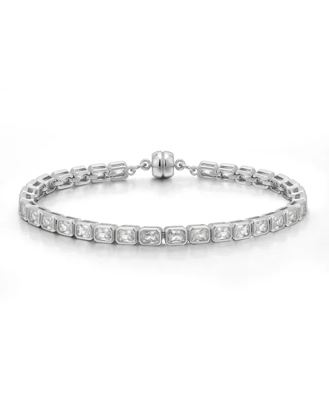 Bezel Emerald Ballier Bracelet- Clear- Silver made by Luv Aj