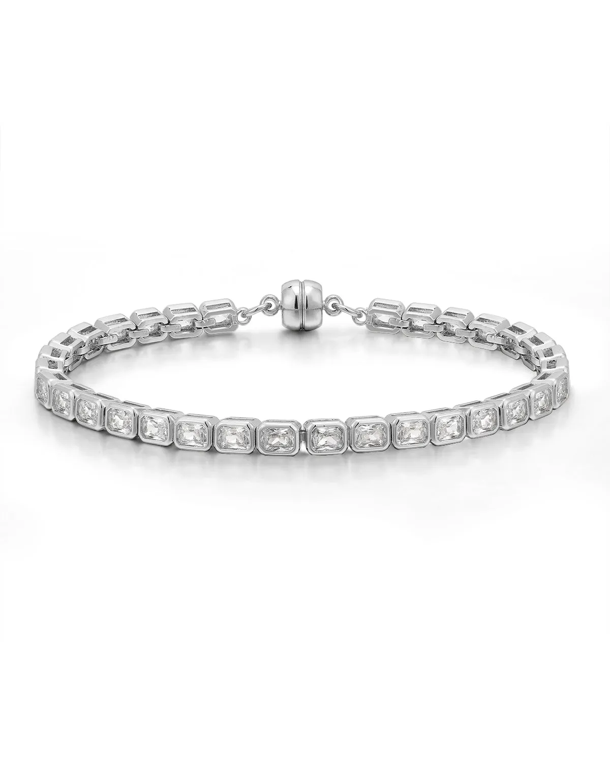 Bezel Emerald Ballier Bracelet- Clear- Silver sold by Luv Aj