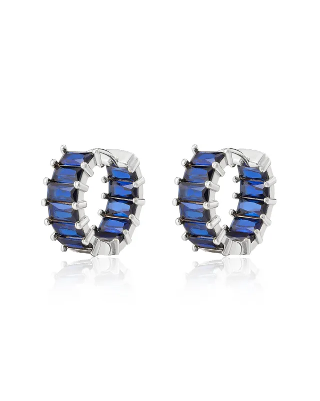 Emerald Ballier Huggies- Blue Sapphire- Silver sold by Luv Aj