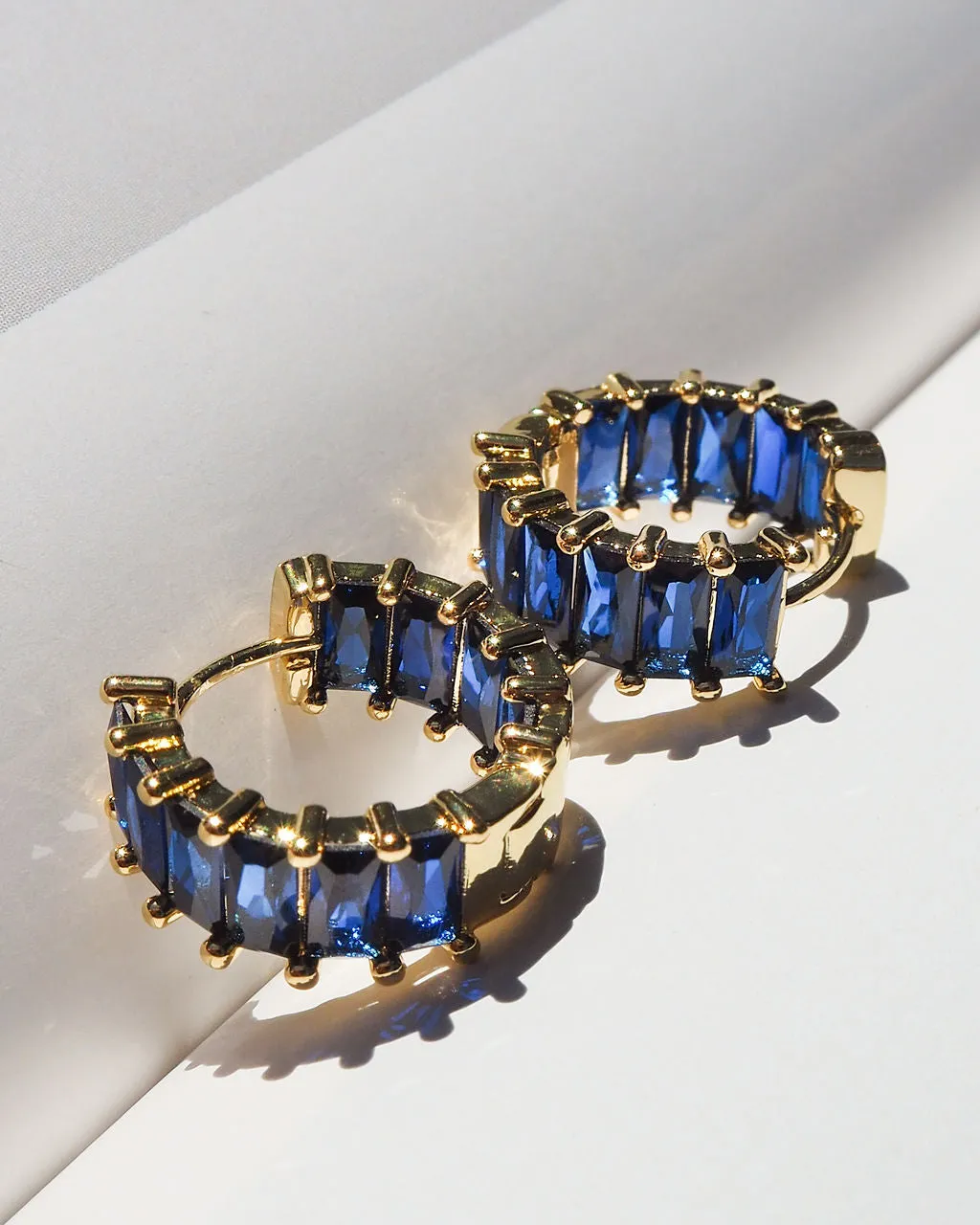 Emerald Ballier Huggies- Blue Sapphire- Silver sold by Luv Aj product image thumbnail 3