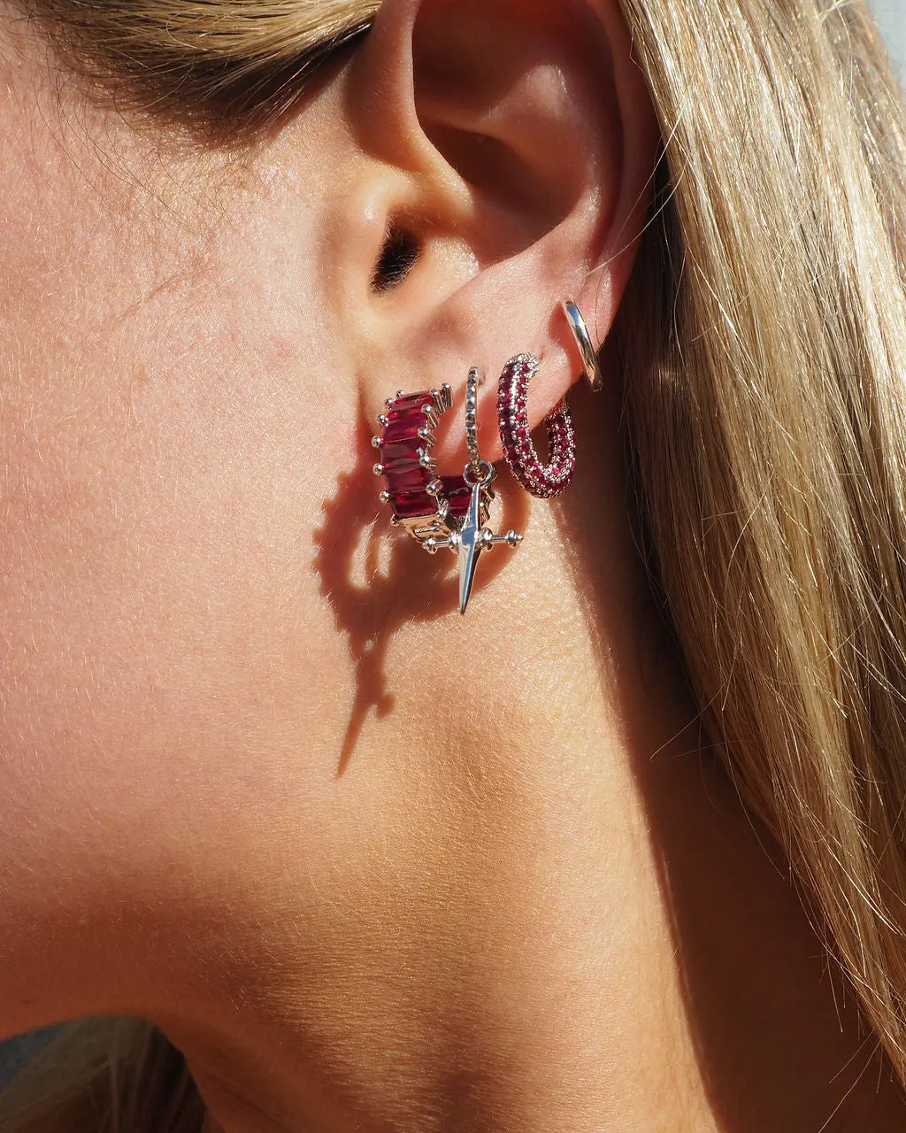 Emerald Ballier Huggies- Ruby Red- Silver sold by Luv Aj product image thumbnail 4