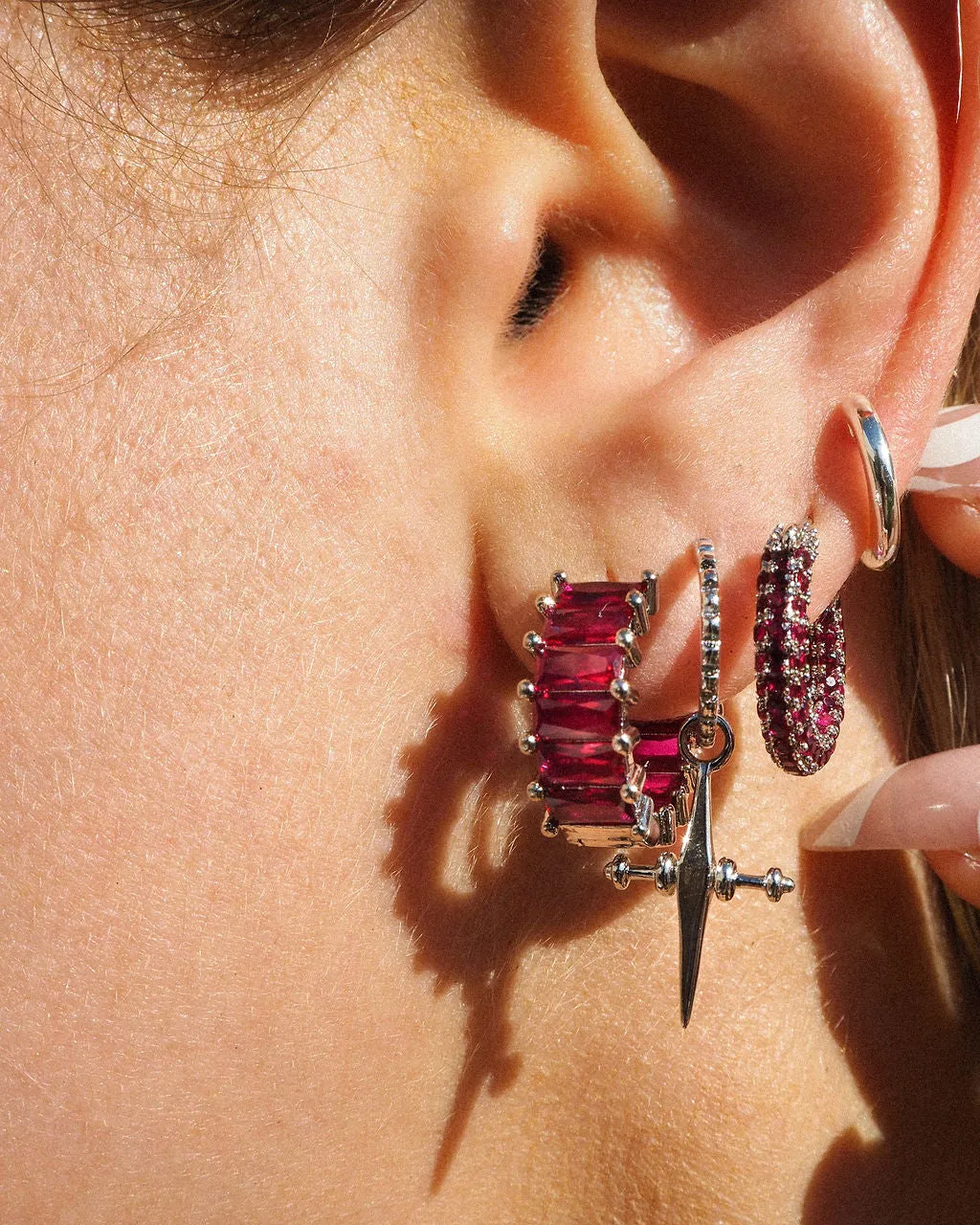 Emerald Ballier Huggies- Ruby Red- Silver sold by Luv Aj product image thumbnail 2