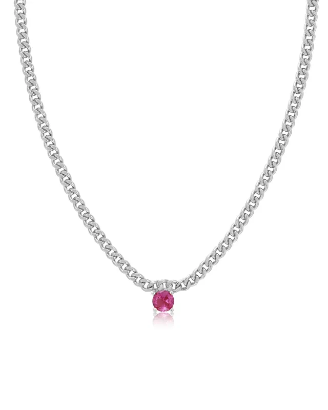 Bardot Stud Necklace- Pink- Silver made by Luv Aj