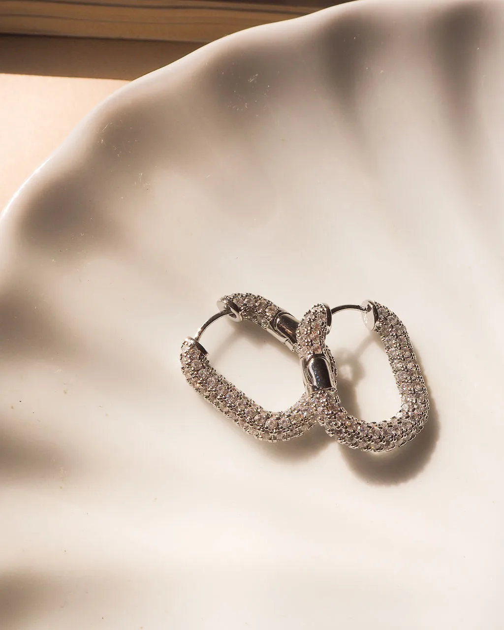 XL Pave Chain Link Hoops- Silver sold by Luv Aj product image thumbnail 3