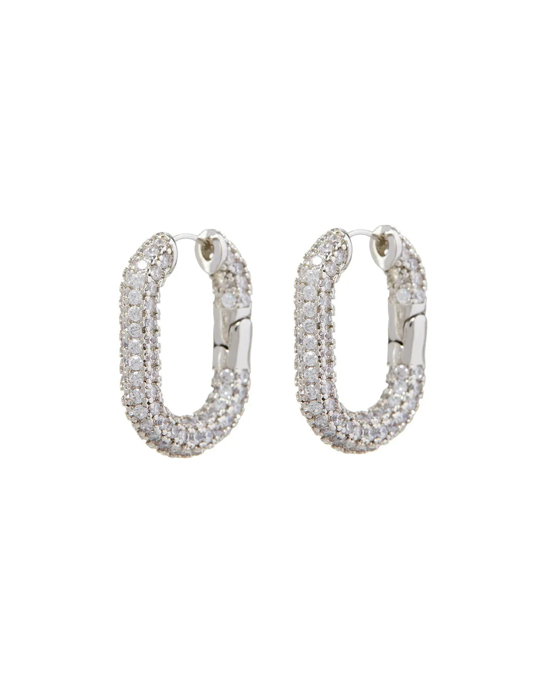 XL Pave Chain Link Hoops- Silver sold by Luv Aj