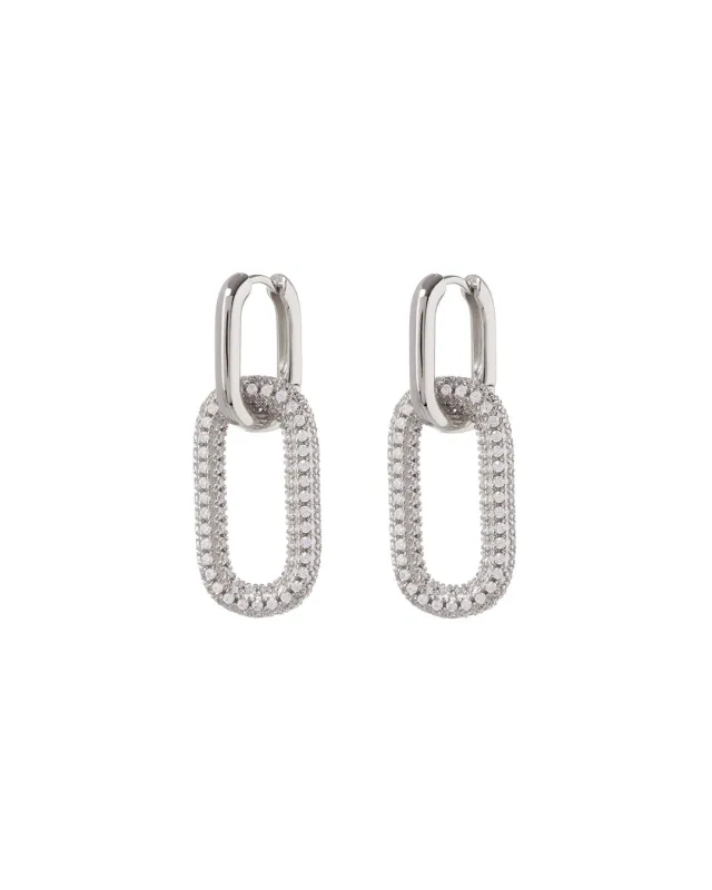Pave Simone Loop Hoops- Silver sold by Luv Aj