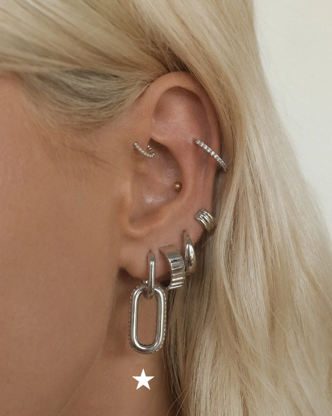 Pave Simone Loop Hoops- Silver sold by Luv Aj product image thumbnail 2