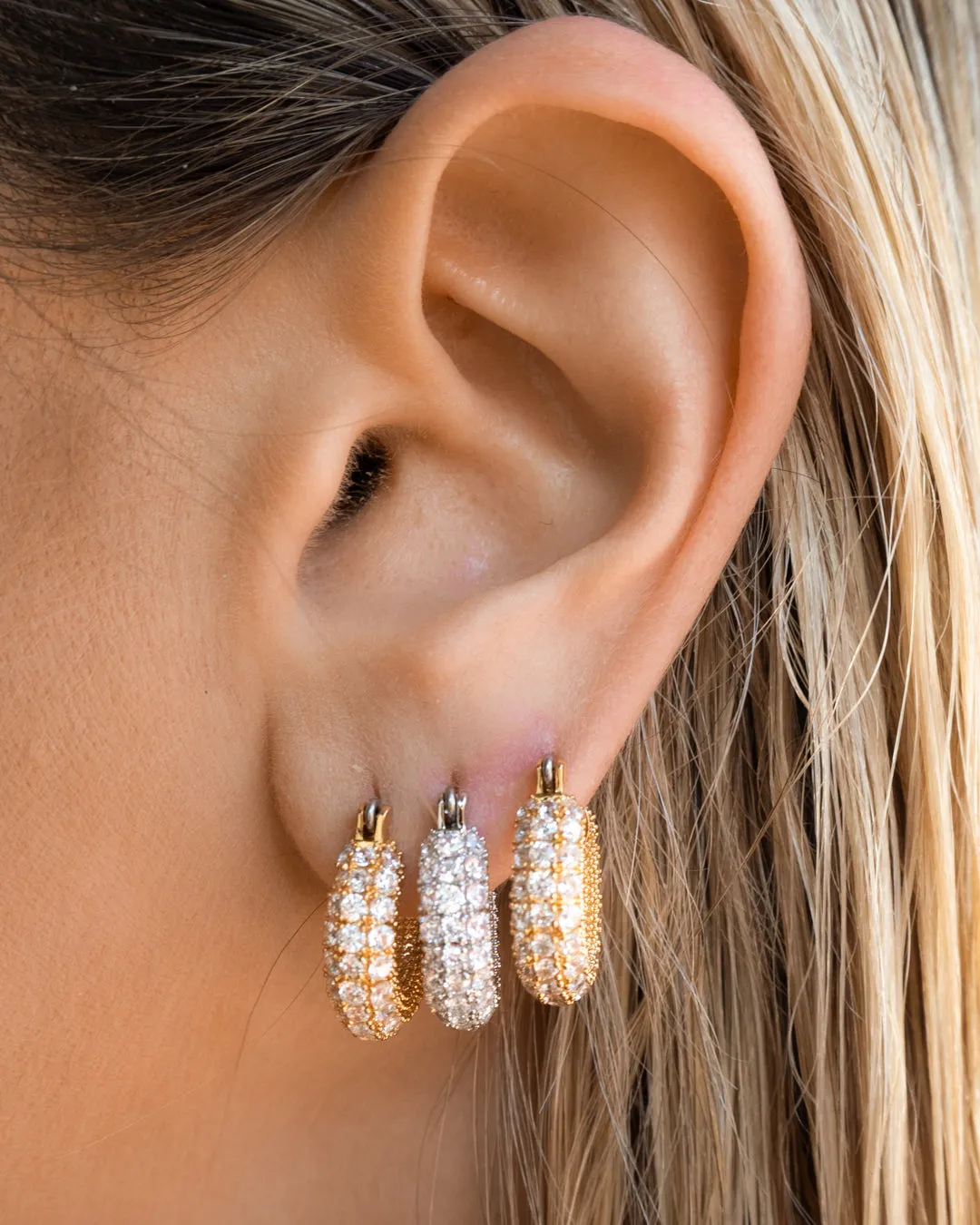 Pave Giselle Hoops- Gold sold by Luv Aj product image thumbnail 2