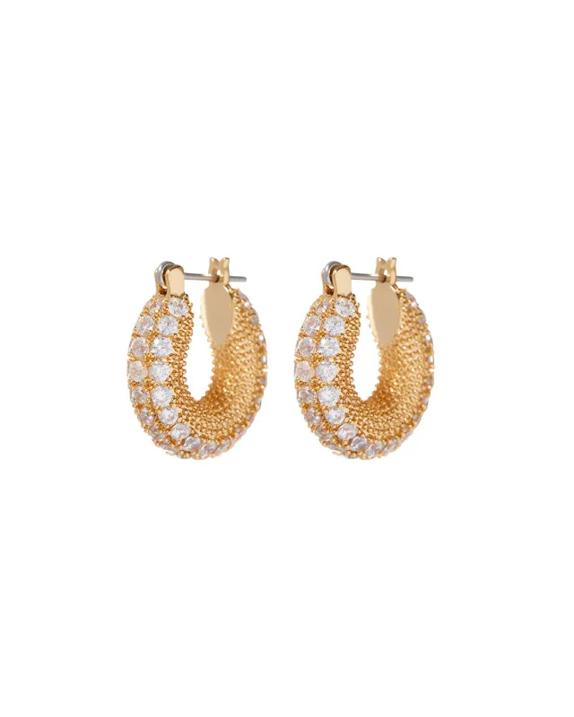 Pave Giselle Hoops- Gold sold by Luv Aj