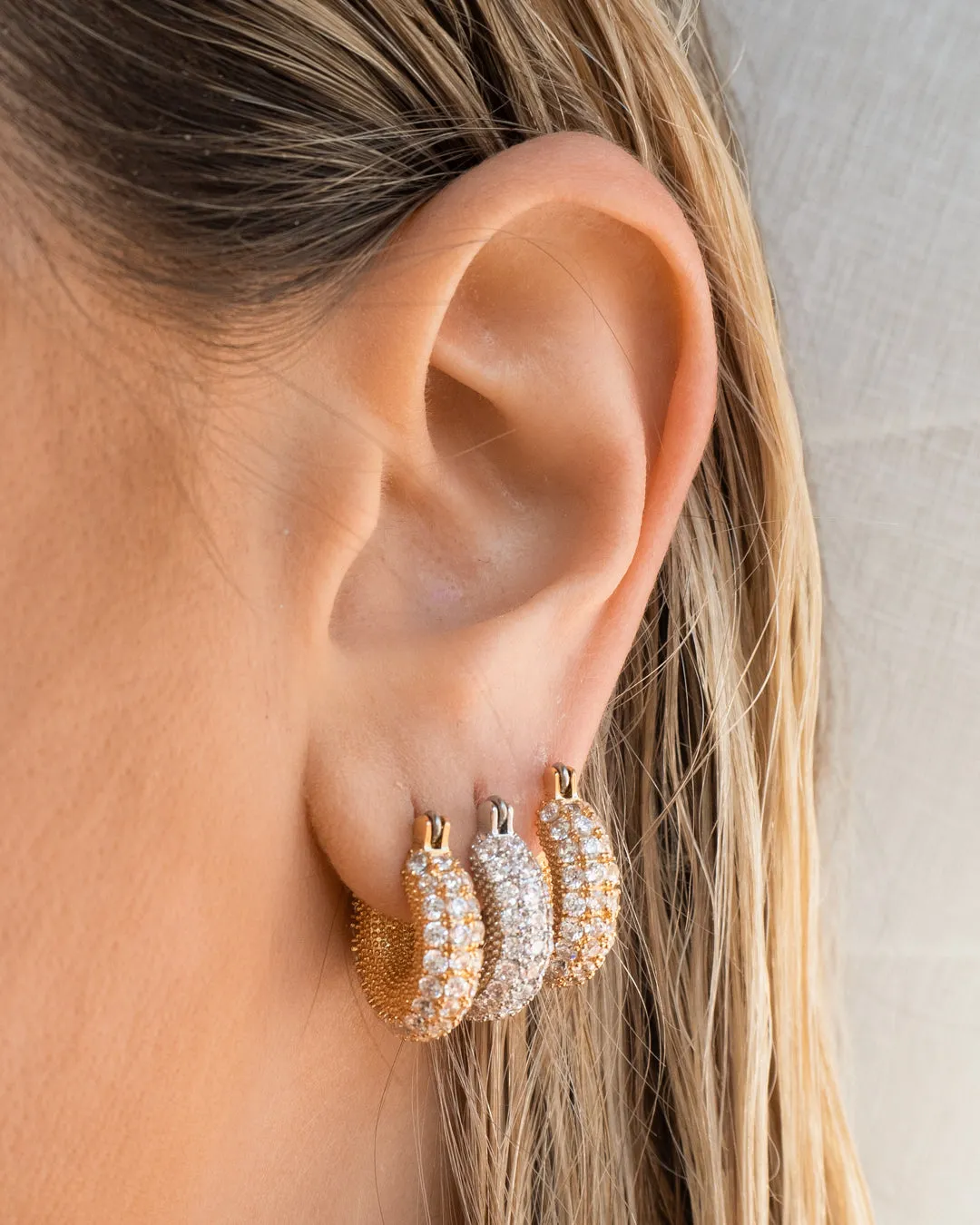 Pave Giselle Hoops- Silver sold by Luv Aj product image thumbnail 3