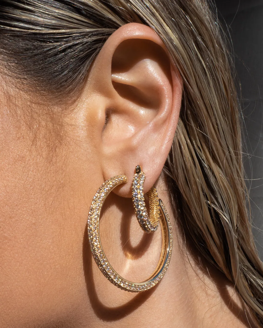 Pave Josephine Hoops- Gold sold by Luv Aj product image thumbnail 3