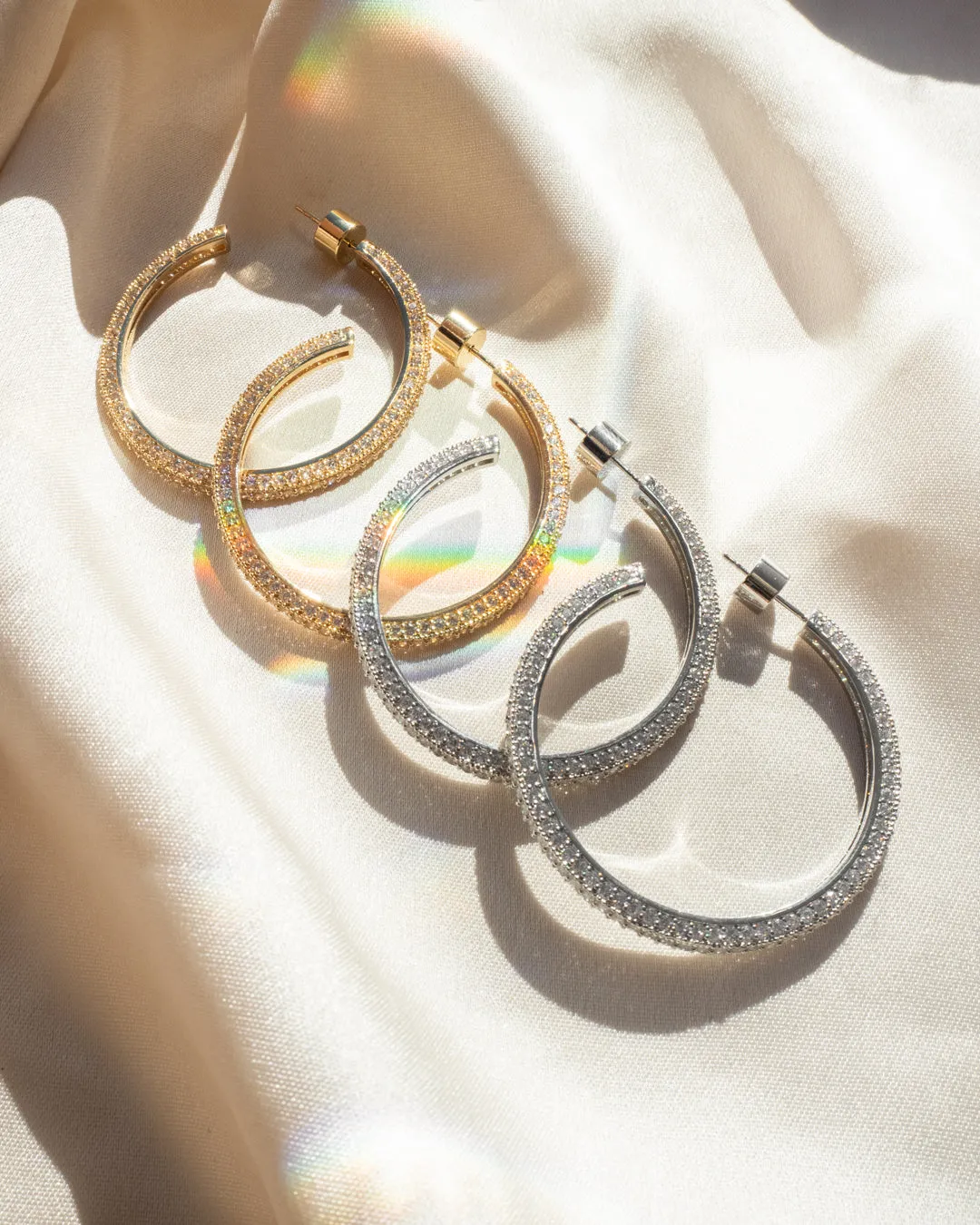 Pave Josephine Hoops- Silver sold by Luv Aj product image thumbnail 5
